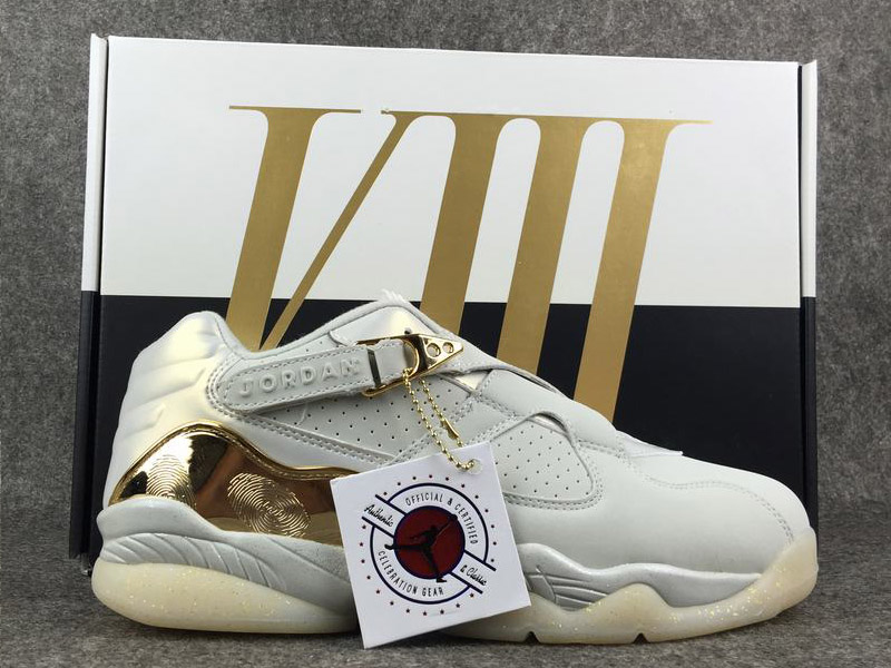 rajabarbar 2018 Air Jordan 8 Low Champagne Light Bone/Metallic Gold-White For Sale